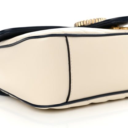 Gucci Vintage Effect Calfskin Matelasse Diagonal Small Torchon GG Marmont Shoulder Bag Mystic White Blue Agata 9 of 11