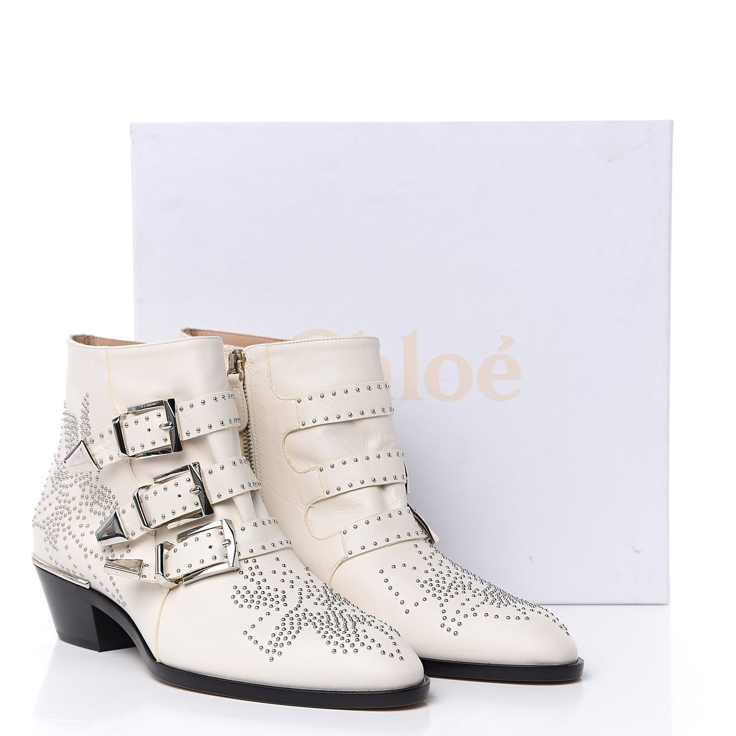Nappa Sheepskin Studded Susanna Ankle Boots 39 Cloudy White