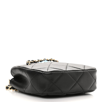 Chanel Lambskin Quilted Tiny Shopping Clutch With Chain Black 4 of 9