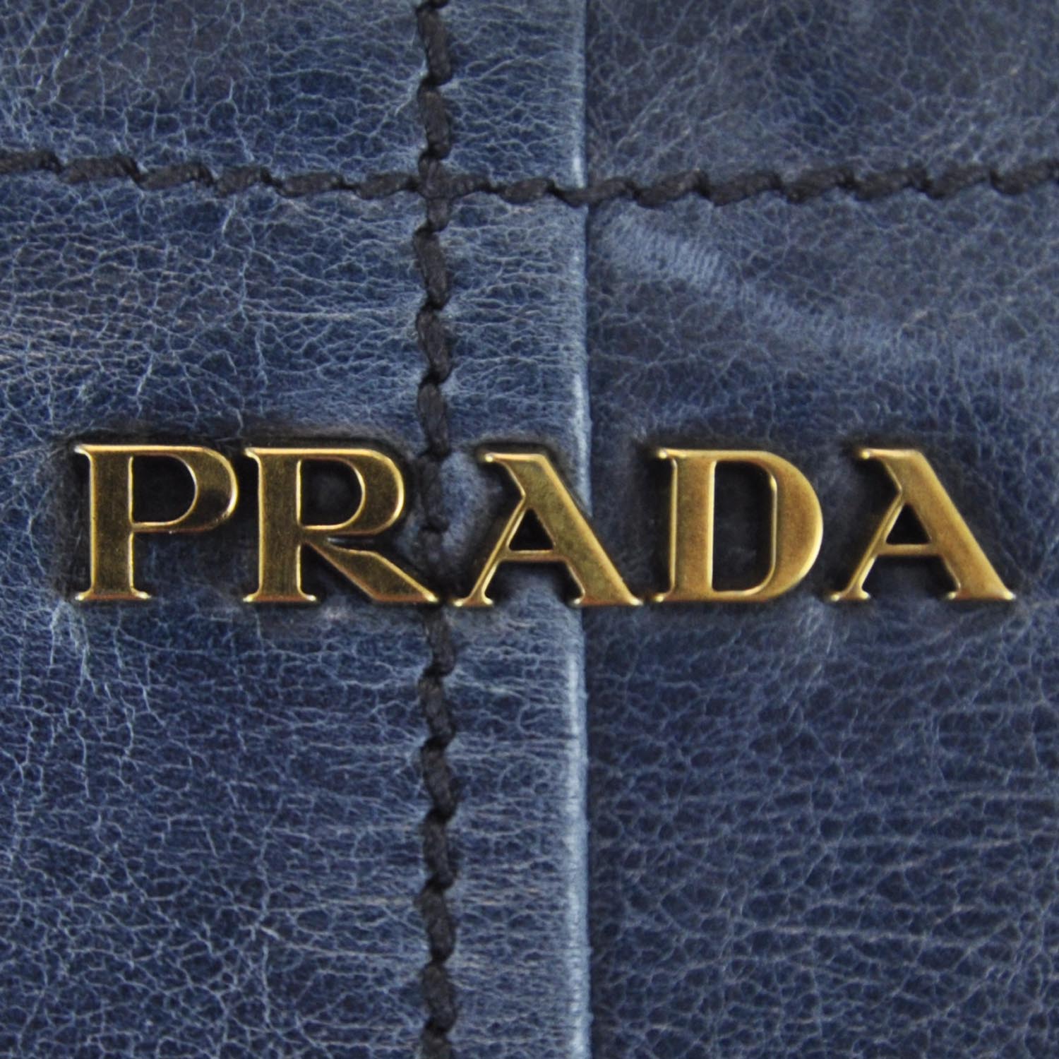 Prada Vitello Shine Hobo Denim 7 of 14