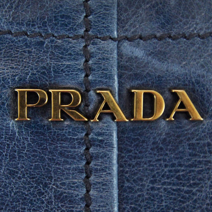 Prada Vitello Shine Hobo Denim 7 of 14