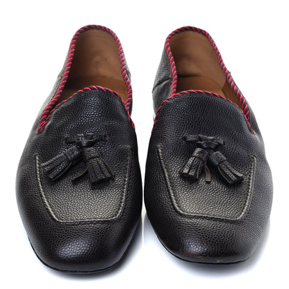 Gucci Pebbled Calfskin Mens Tassel Loafers 8 Black 4 of 7