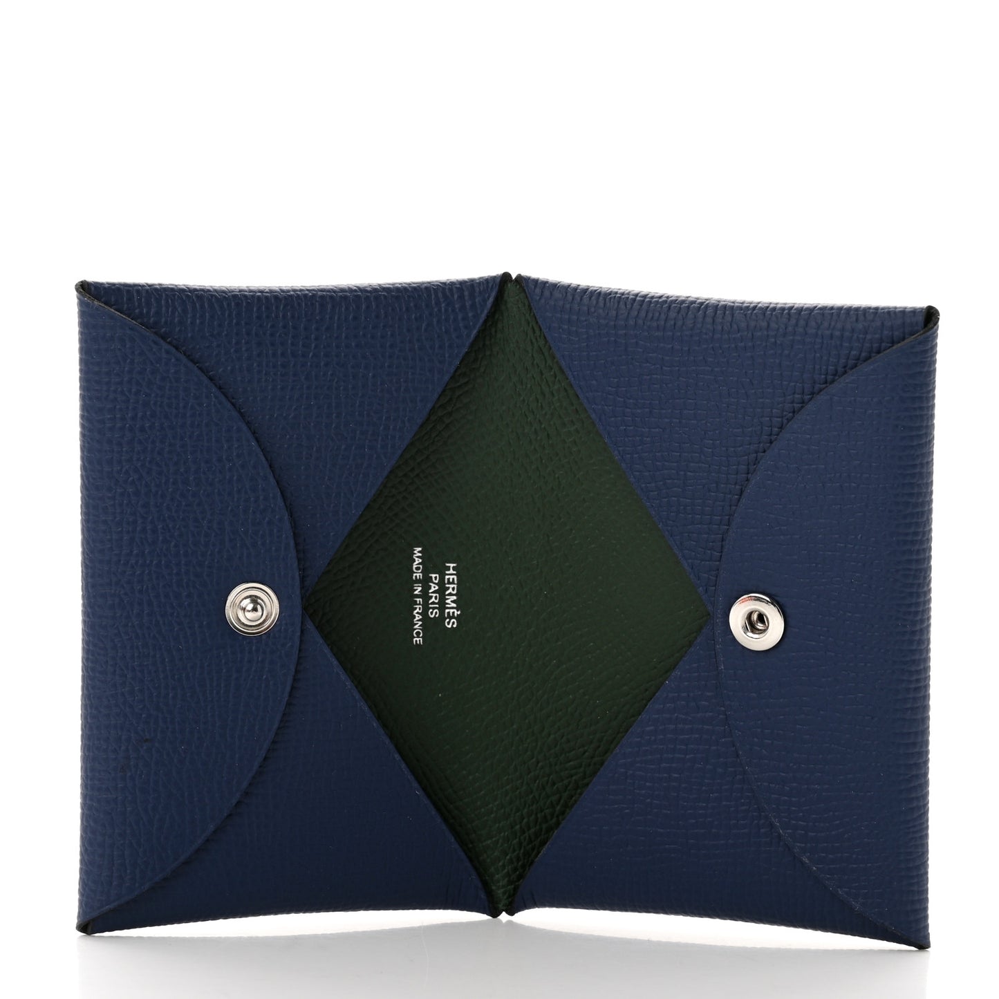 Epsom Verso Calvi Card Case Bleu Saphir Vert Anglais