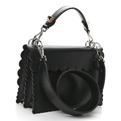 Fendi Vitello Liberty Pearl Bi-Color Flowers and Bows Scalloped Studded Kan I Shoulder Bag Black Camelia 3 of 10