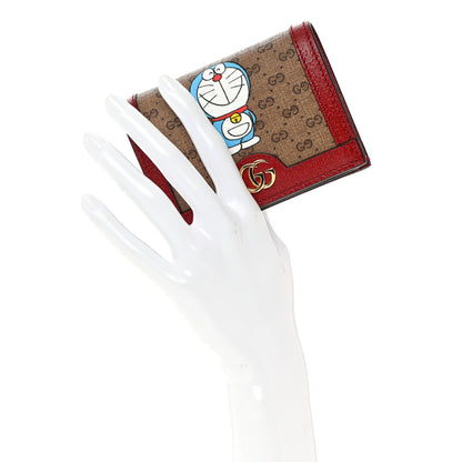 Gucci X DORAEMON Mini Vintage GG Supreme Monogram Card Case Wallet Beige Cherry Red 2 of 9