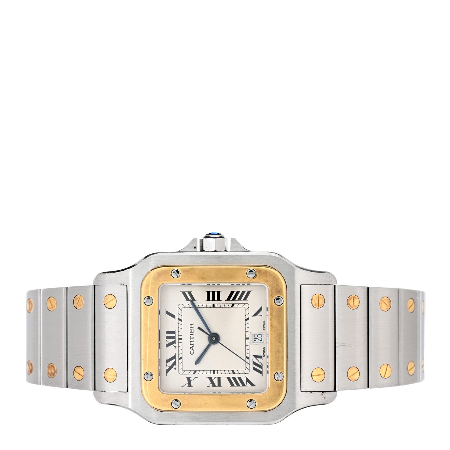 Stainless Steel 18K Yellow Gold 29mm Santos De Cartier Galbee Quartz Watch