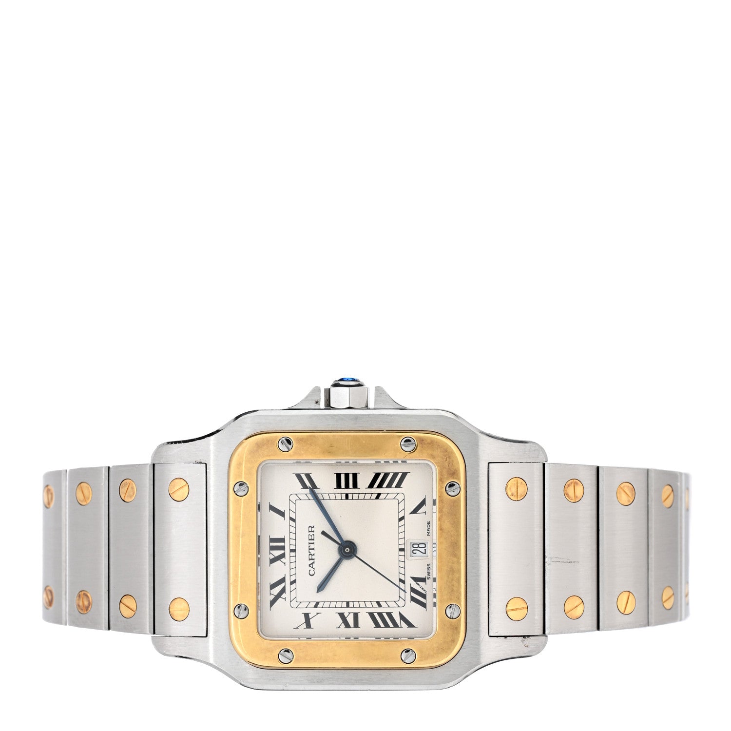 Cartier Stainless Steel 18K Yellow Gold 29mm Santos De Cartier Galbee Quartz Watch 2 of 4