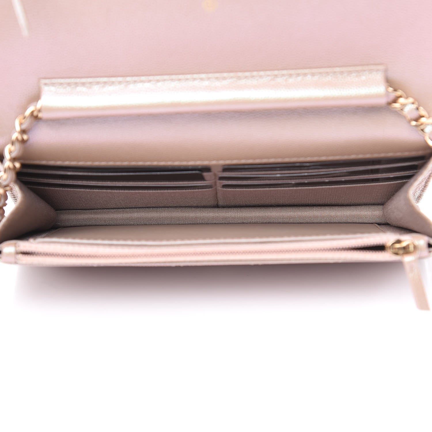 Chanel Iridescent Caviar Quilted Wallet On Chain WOC Beige 5 of 11