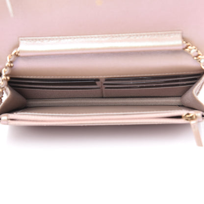 Chanel Iridescent Caviar Quilted Wallet On Chain WOC Beige 5 of 11