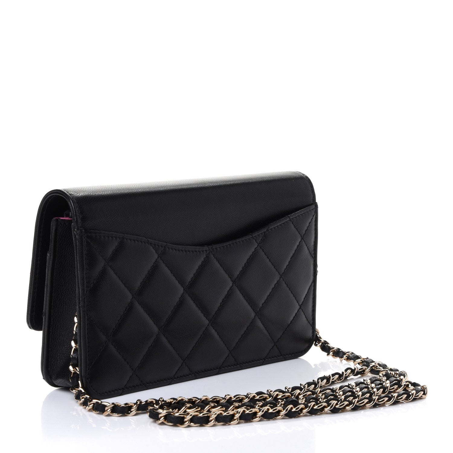 Chanel Goatskin Quilted Timeless CC Wallet On Chain WOC Black 2 of 4