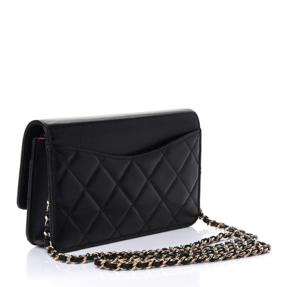 Chanel Goatskin Quilted Timeless CC Wallet On Chain WOC Black 2 of 4