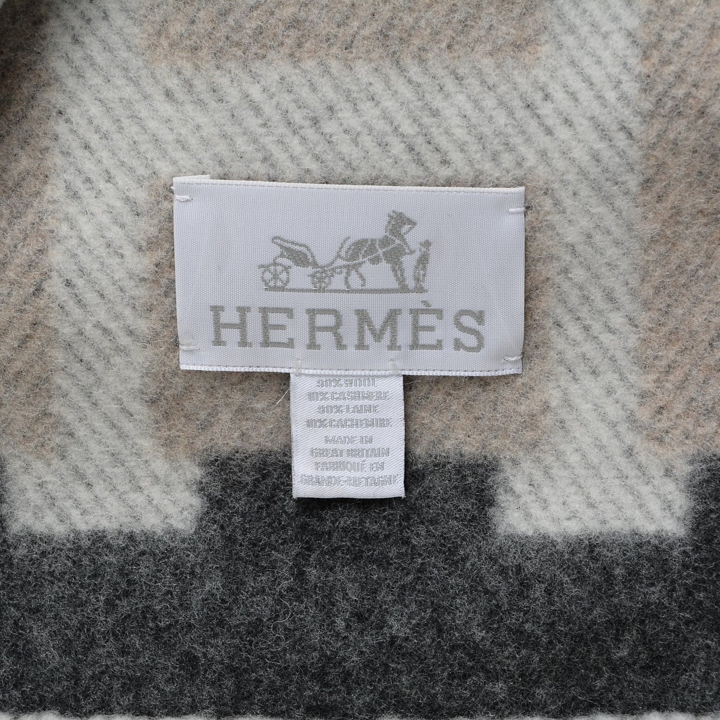 Wool Cashmere Avalon Bayadere Blanket Galet Ecru