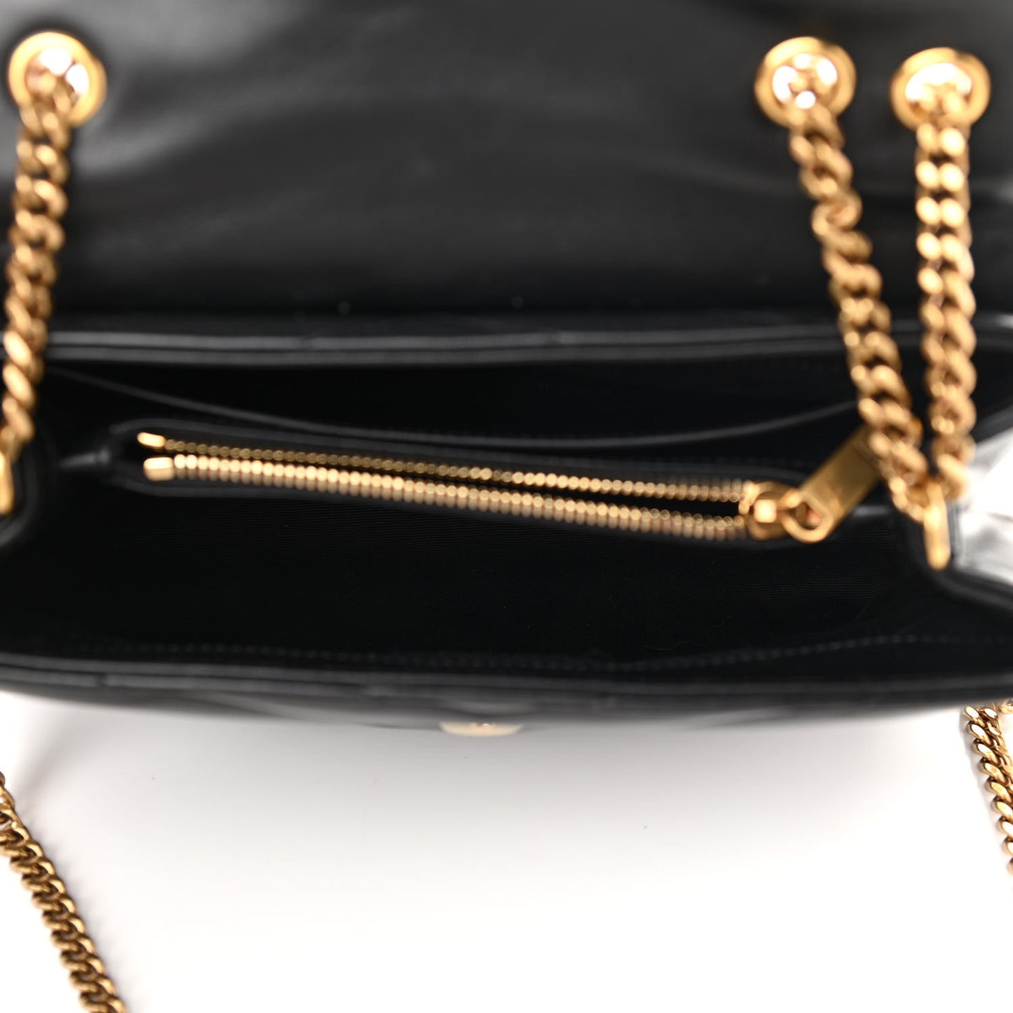 Calfskin Y Quilted Monogram Small Loulou Chain Satchel Black