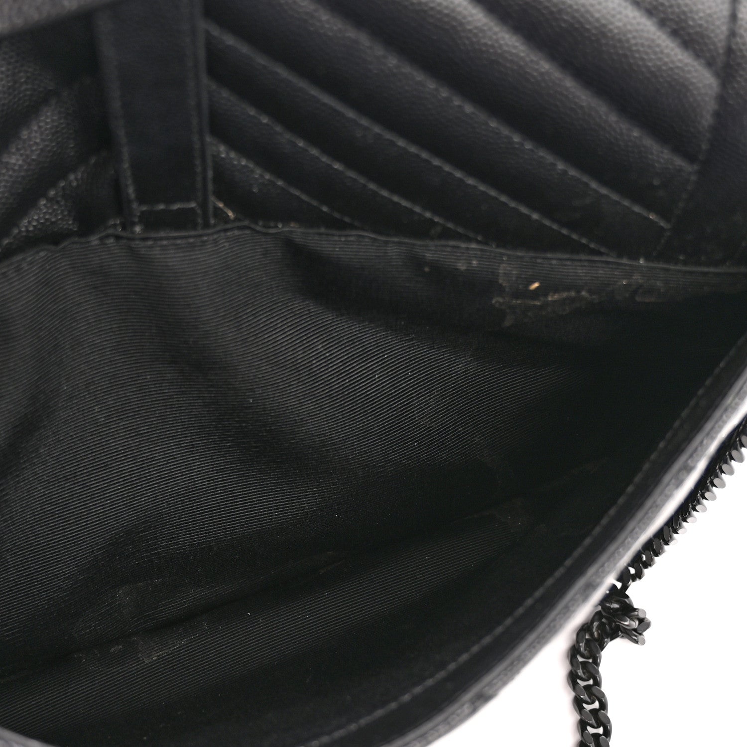 Saint Laurent Grain De Poudre Textured Mixed Matelasse Large Triquilt Monogram Monochrome Satchel Black 12 of 15