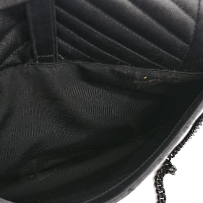 Saint Laurent Grain De Poudre Textured Mixed Matelasse Large Triquilt Monogram Monochrome Satchel Black 12 of 15