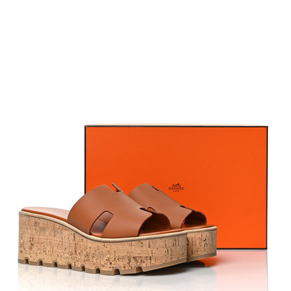 Hermes Calfskin Cork Eze 30 Sandals 39 Marron Glaise 9 of 9