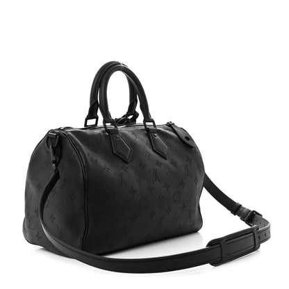 Louis Vuitton Calfskin Monogram Speedy P9 Bandouliere 30 Ultra Black 3 of 11