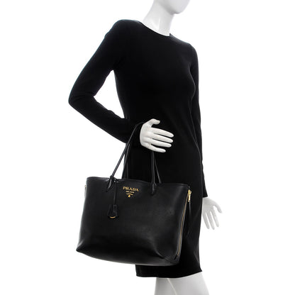 Prada Vitello Daino Tote Black 2 of 9