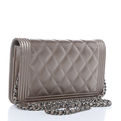 Chanel Metallic Caviar Quilted Boy Wallet On Chain WOC Copper 3 of 12