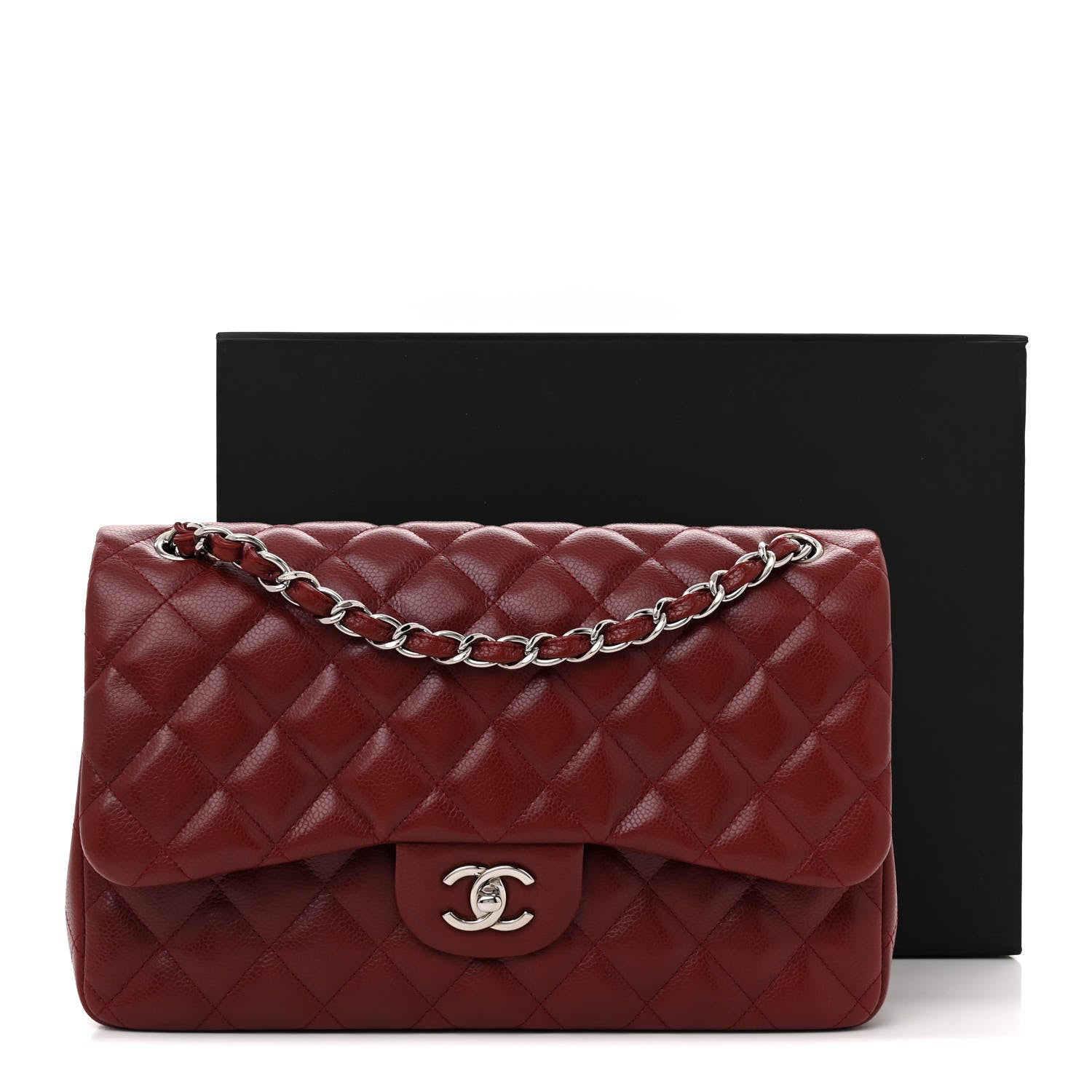Chanel Caviar Quilted Jumbo Double Flap Dark Red 12 of 12