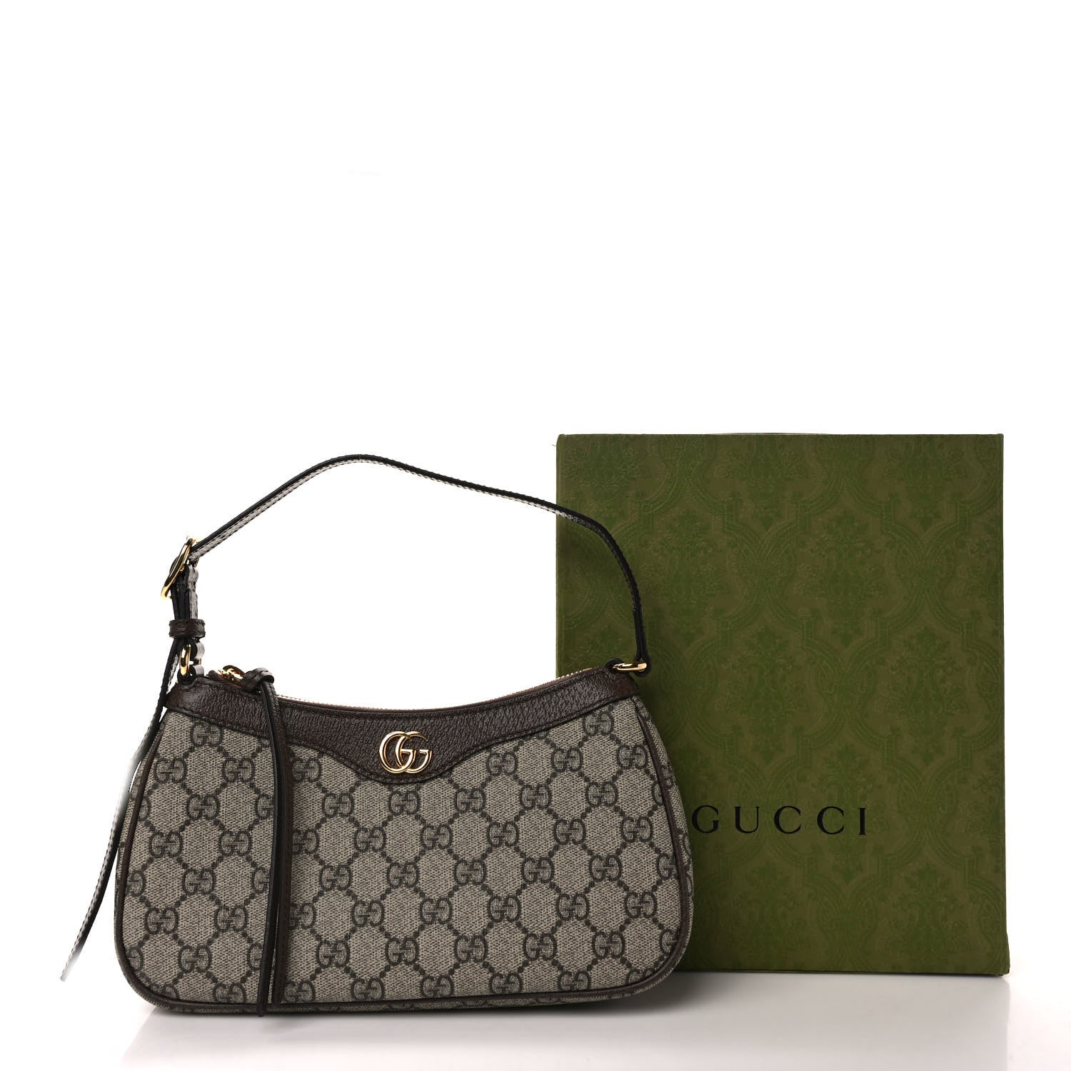 Gucci GG Supreme Monogram Textured Dollar Calfskin Small Ophidia Hobo Beige Ebony New Acero 9 of 9