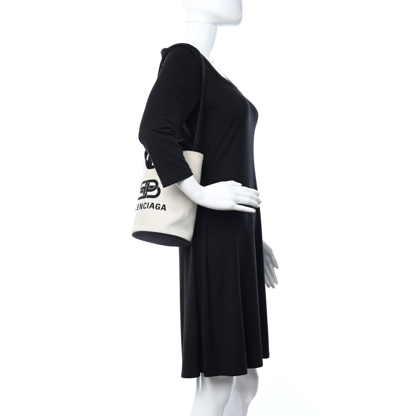 Cotton Canvas Calfskin New Wave Tote XS Natural Black
