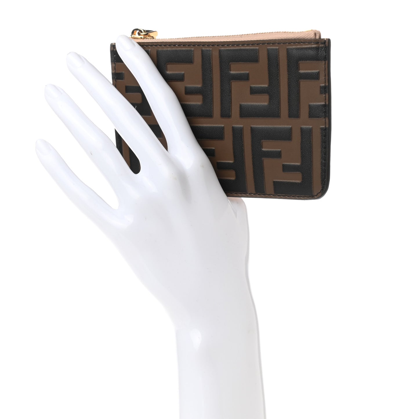 Vitello Cruise F is Fendi Bi-Color FF 1974 Embossed Key Case Pouch Maya Black Light Rose
