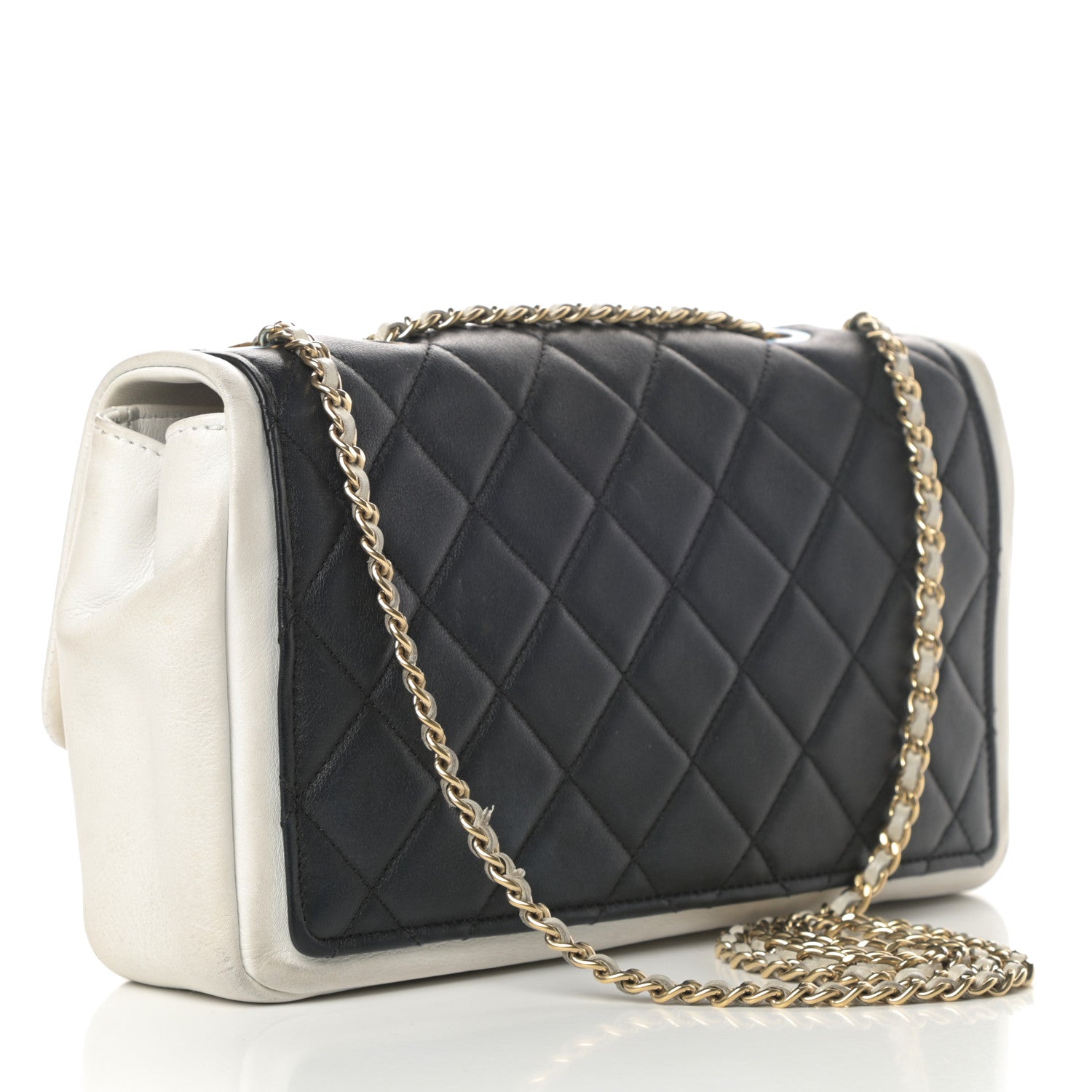 Chanel Calfskin Quilted Medium Graphic Flap Black White 3 of 13
