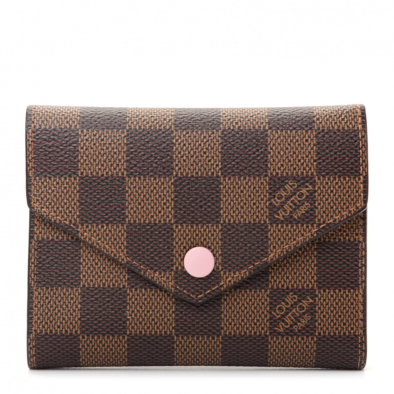 Louis Vuitton Damier Ebene Victorine Wallet Rose Ballerine 1 of 7