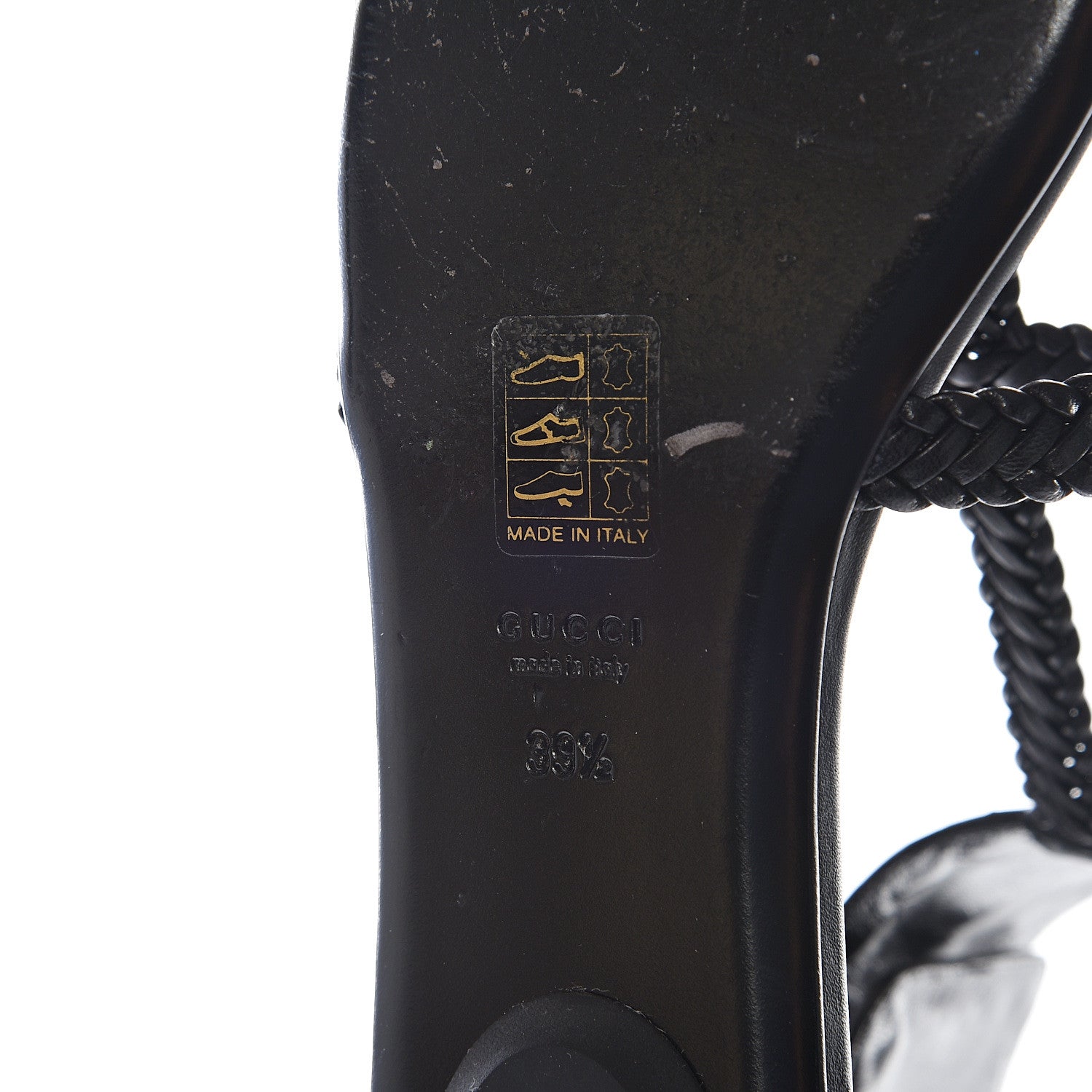 Gucci Calfskin Malaga Kid Sandals 39.5 Black 9 of 14