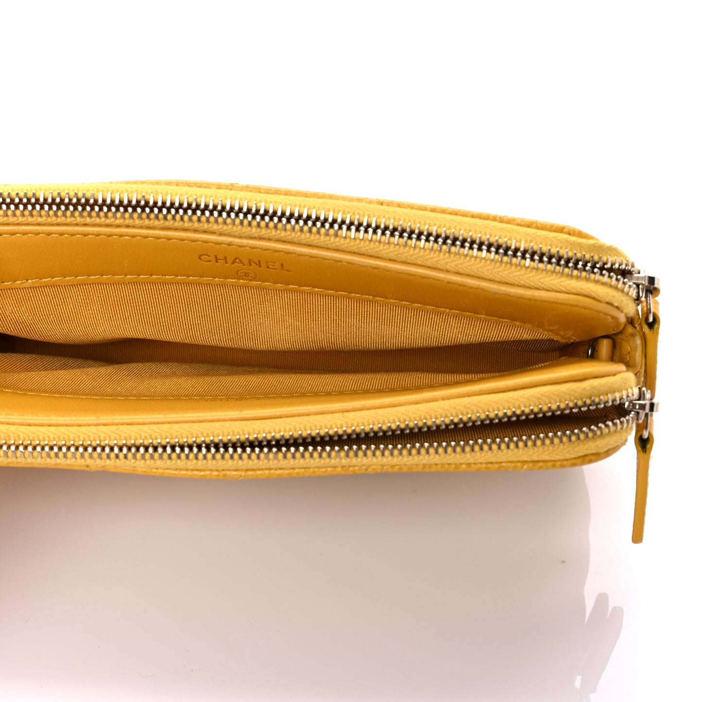 Caviar Quilted Small Clutch With Chain Yellow
