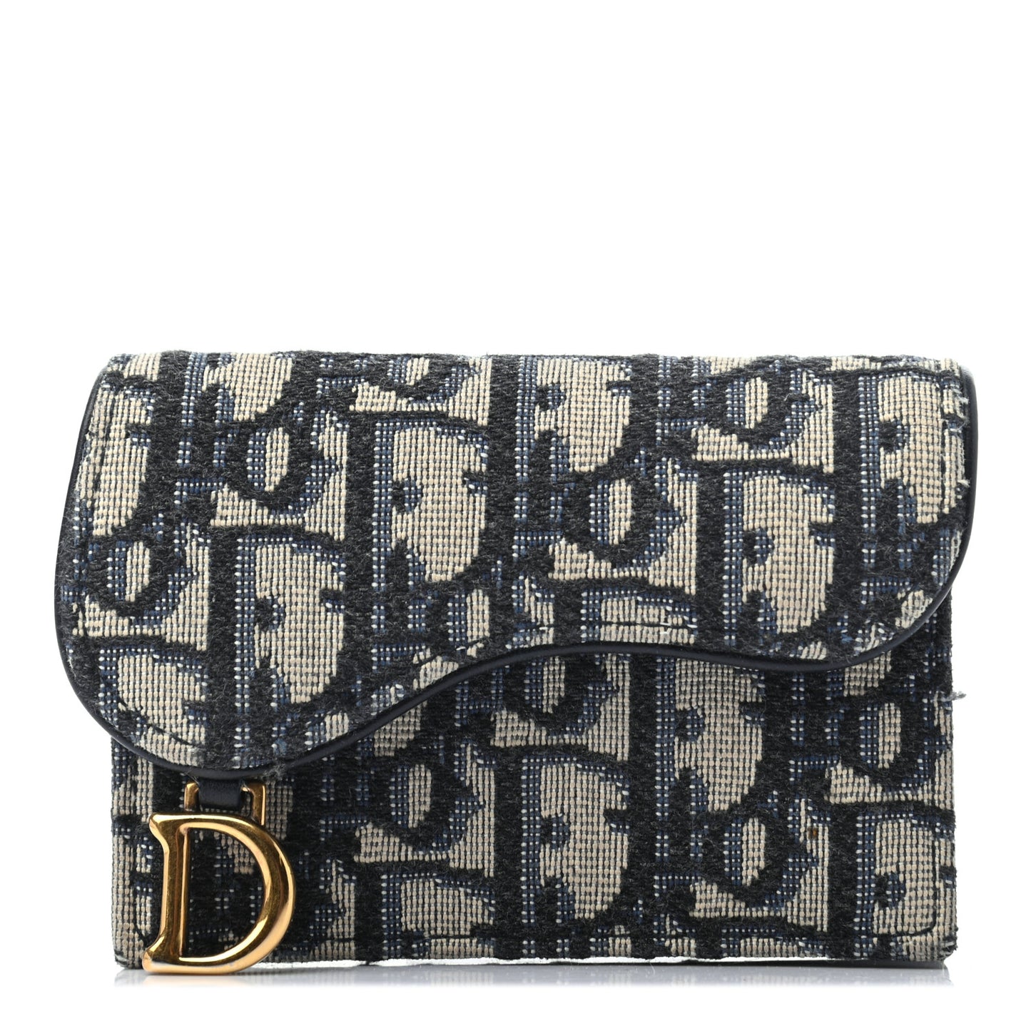 Oblique Saddle Card Holder Blue