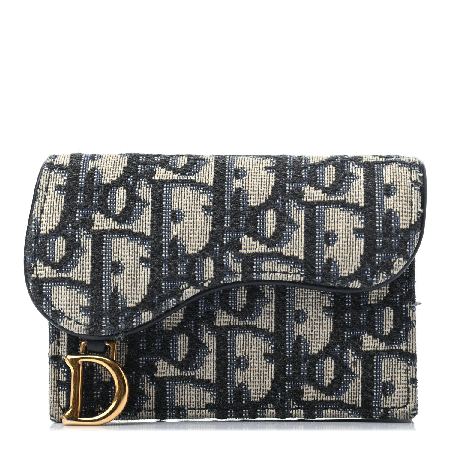 Christian Dior Oblique Saddle Card Holder Blue 1 of 8