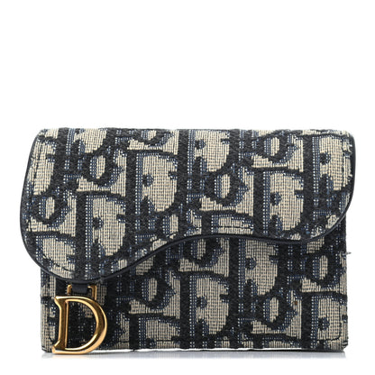Christian Dior Oblique Saddle Card Holder Blue 1 of 8