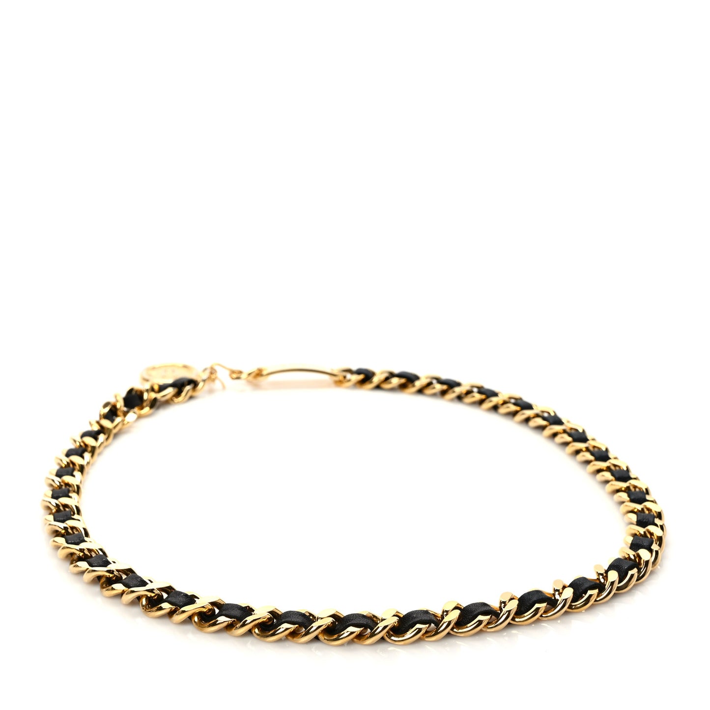 Lambskin Chain CC Medallion Belt Black Gold