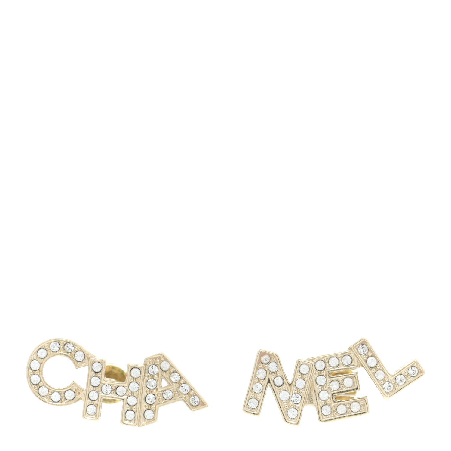 Chanel Crystal Pearl Signature Stud Earrings Gold 1 of 5
