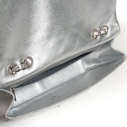 Chanel Metallic Lambskin Quilted Jumbo Single Flap Silver 7 of 8
