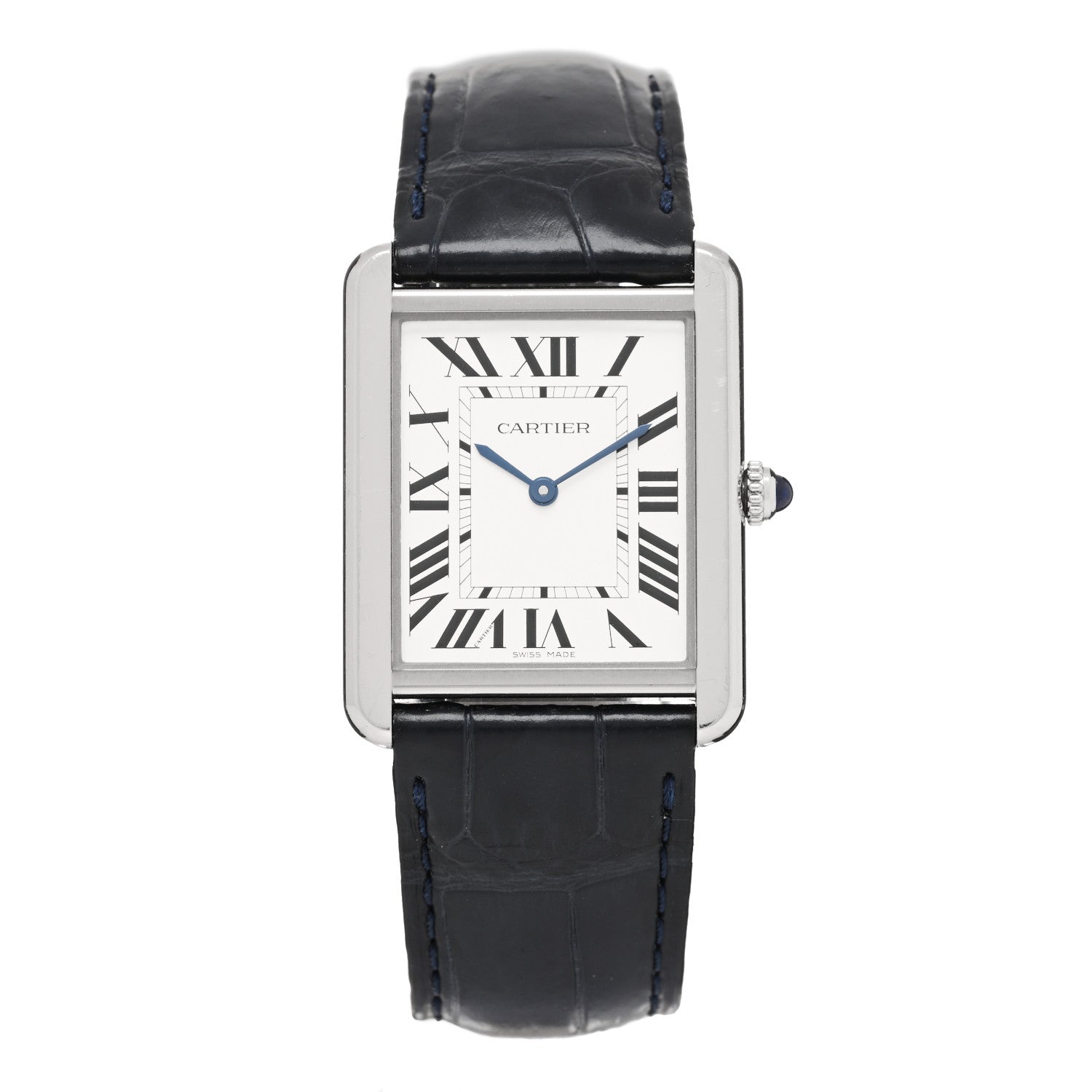 Cartier Stainless Steel Alligator 27mm Tank Solo Quartz Watch 1 of 6