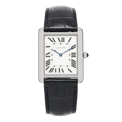 Cartier Stainless Steel Alligator 27mm Tank Solo Quartz Watch 1 of 6