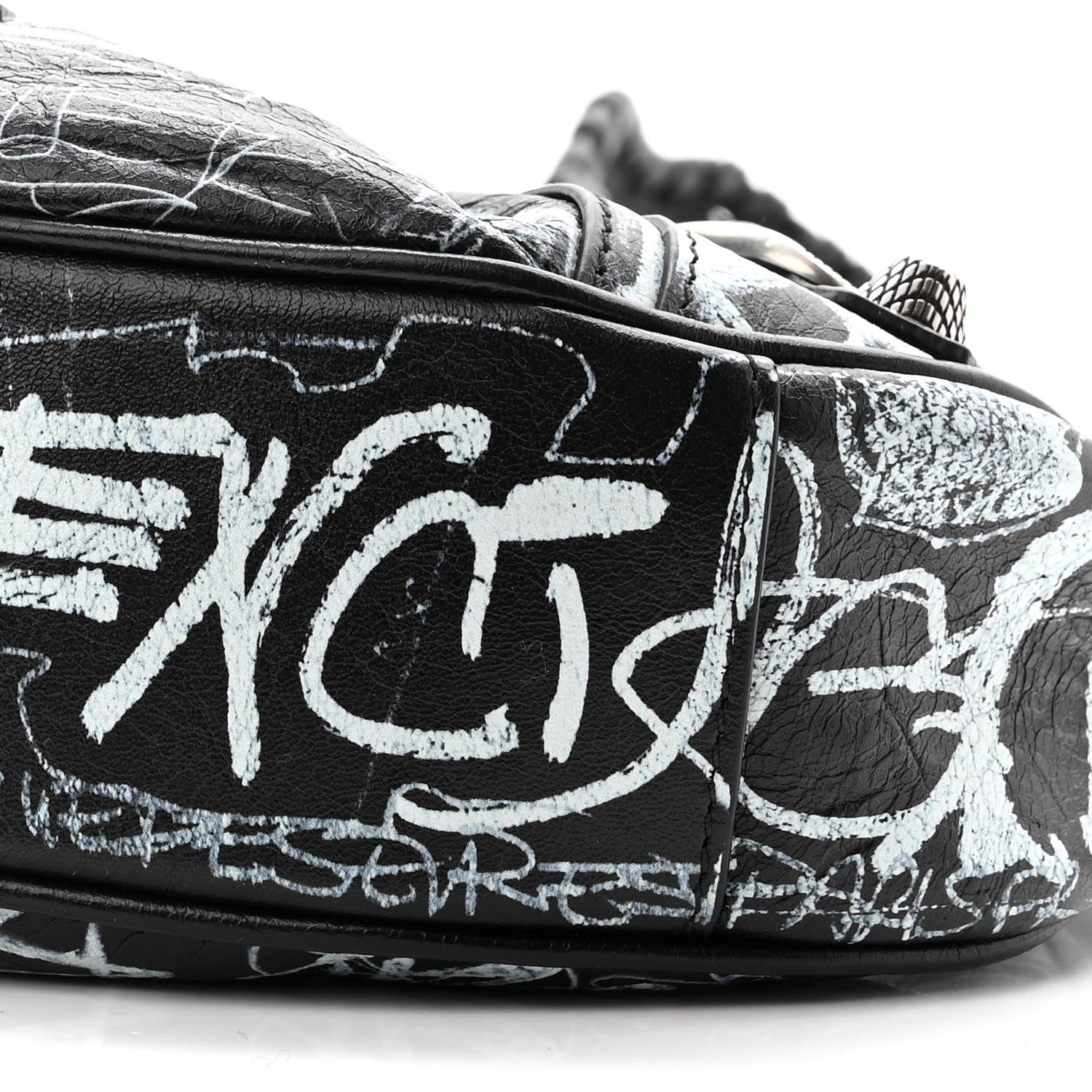 Balenciaga Agneau Arena Graffiti Le Cagole Shoulder Bag XS Black White 10 of 10