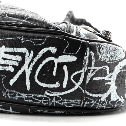 Balenciaga Agneau Arena Graffiti Le Cagole Shoulder Bag XS Black White 10 of 10