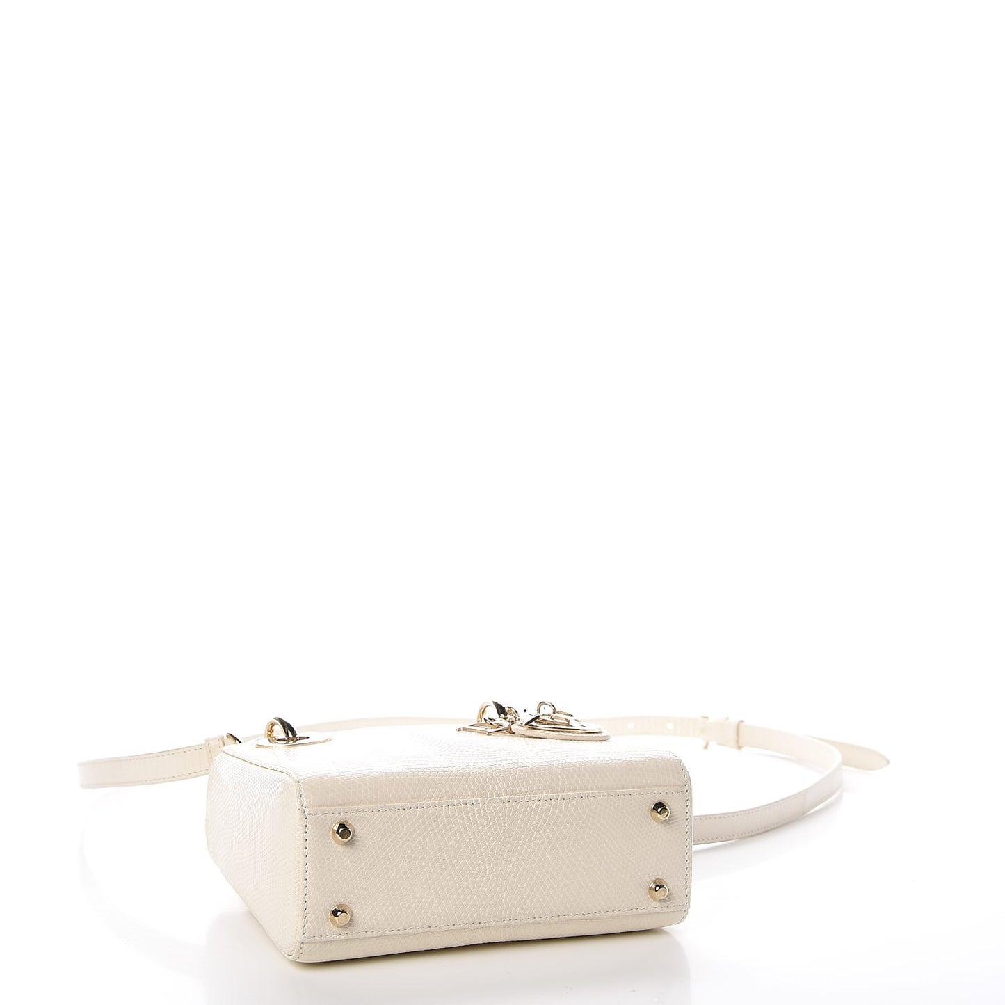 Lizard Mini Lady Dior White