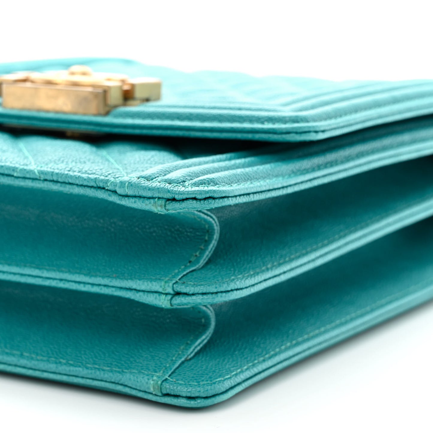 Caviar Quilted North South Boy Flap Turquoise