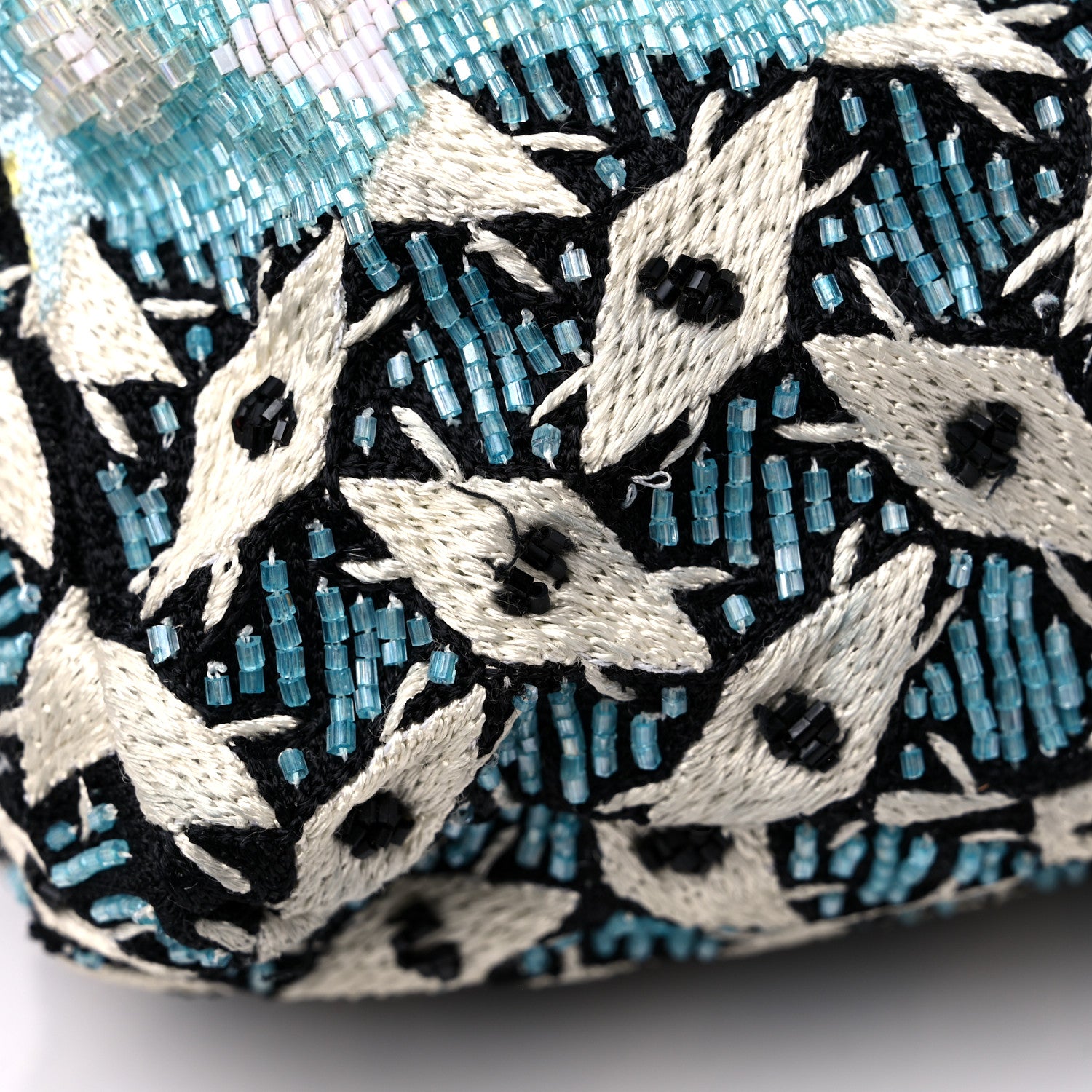 Fendi Beaded Lizard Mama Baguette Blue Yellow 17 of 19
