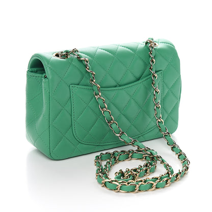 Chanel Lambskin Quilted Mini Rectangular Flap Green 2 of 10