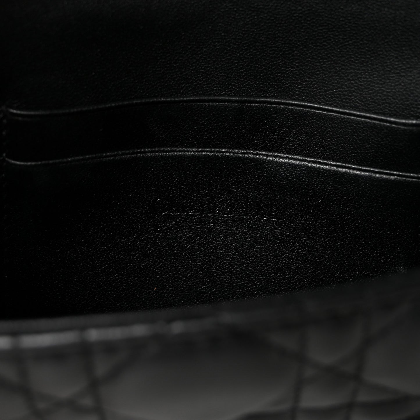 Lambskin Cannage Dior Talk Phone Pouch Black