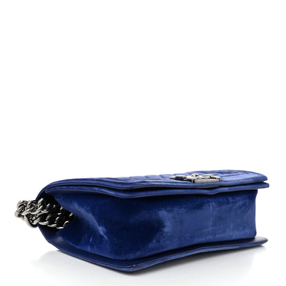 Chanel Velvet Quilted Medium Boy Flap Blue 4 of 10