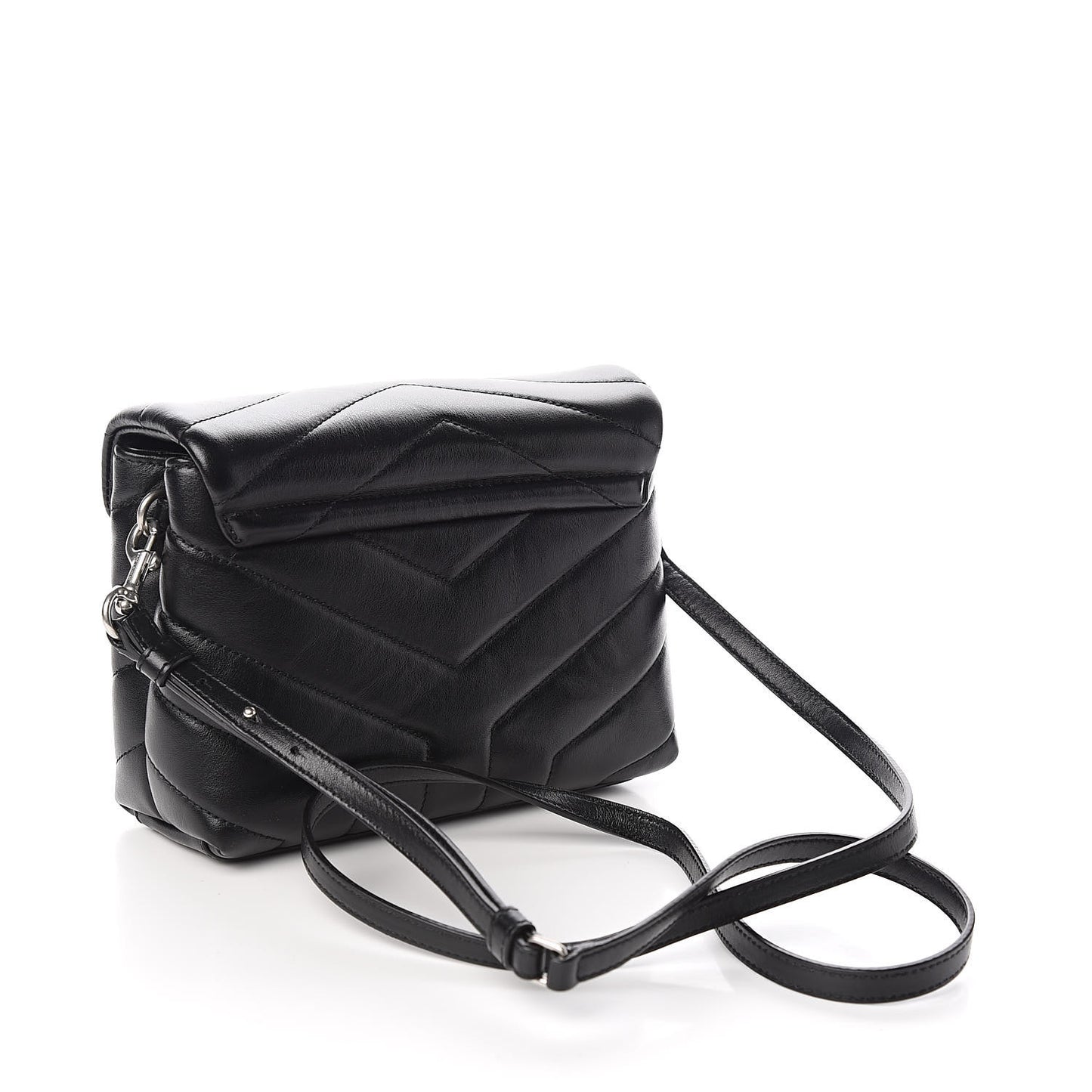 Calfskin Y Quilted Monogram Toy Loulou Crossbody Bag Black