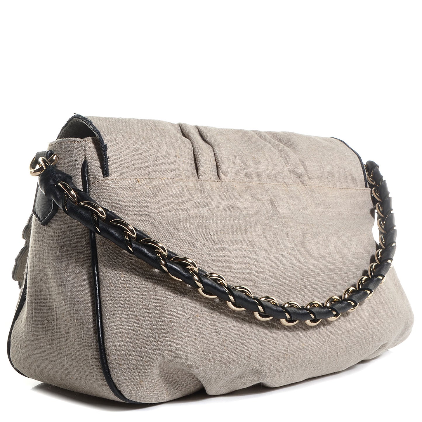 Linen Embroidered Mia Shoulder Flap Beige Black