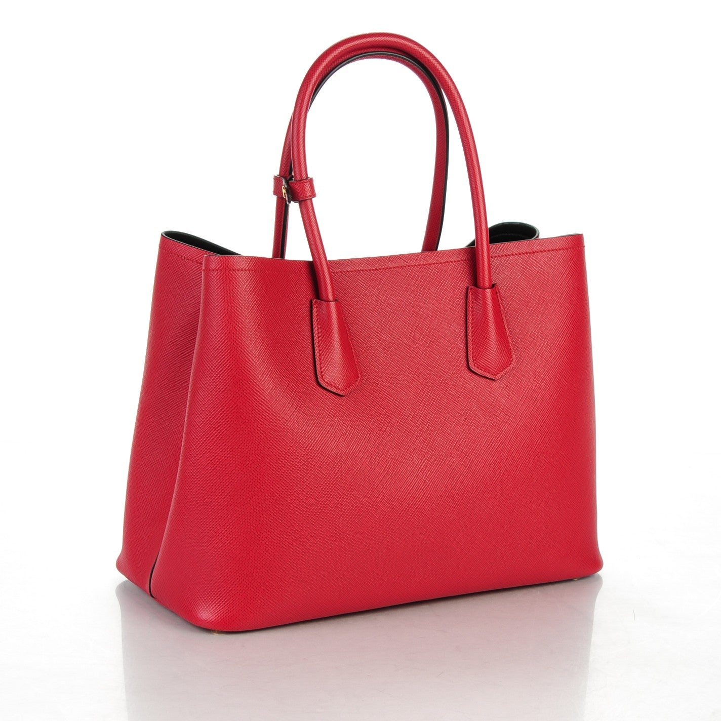 Saffiano Cuir Large Double Bag Fuoco Black